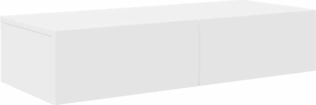 SYFAX Wandregal mit Schubladen Weiß 80x33x17 cm Holzwerkstoff