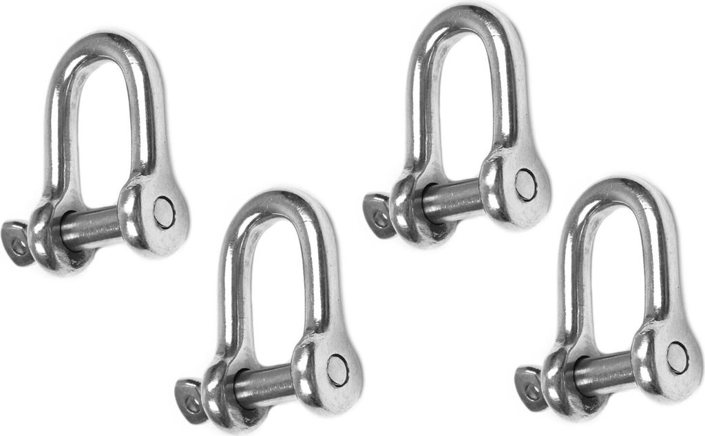 Set aus 4 Stück Schäkel, gerade, M6, aus rostfreiem Edelstahl