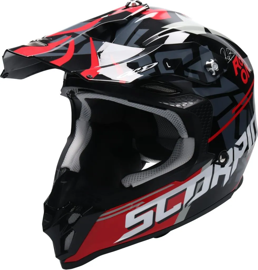 Casque cross Scorpion VX-16 Evo Air Rok noir rouge taille M