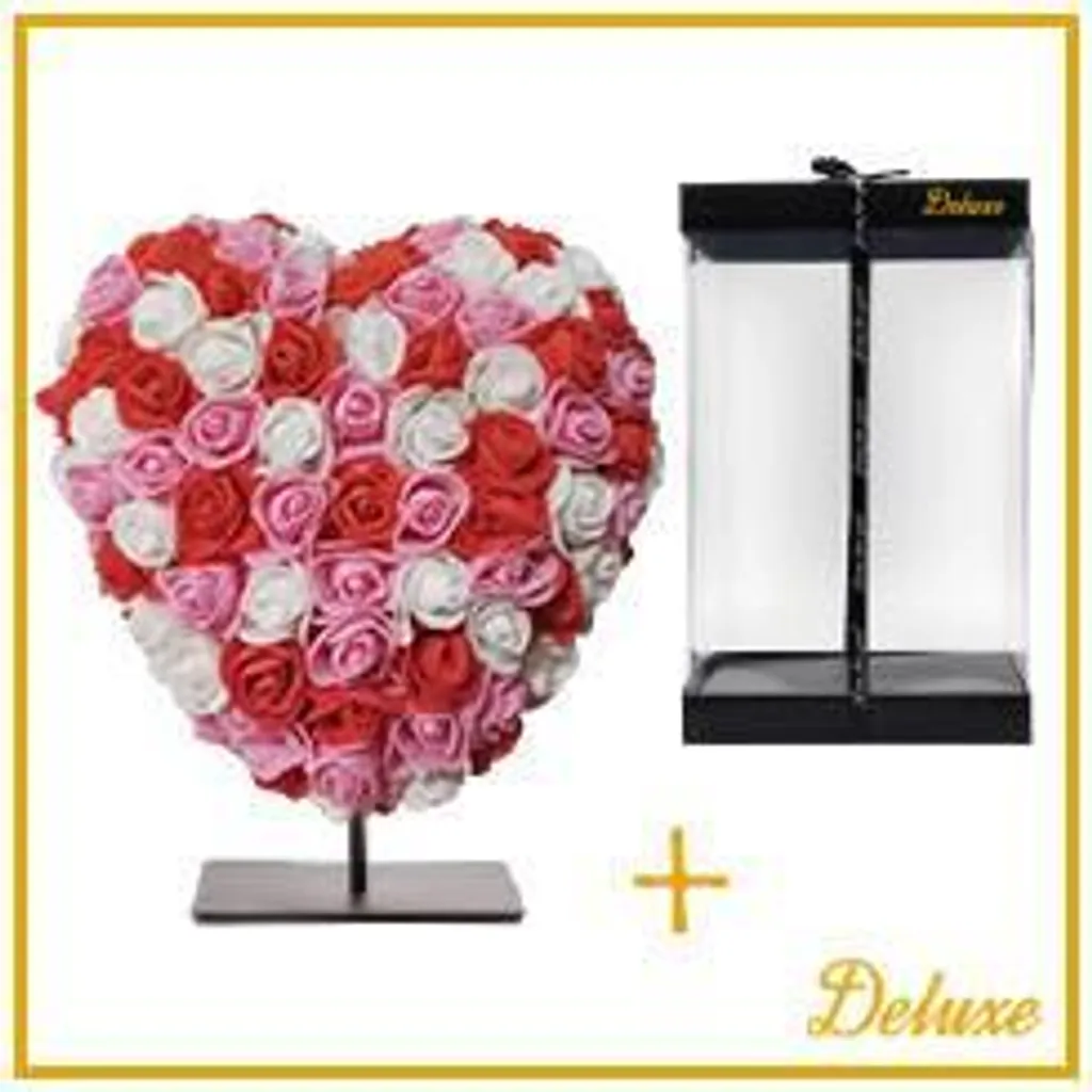 Cœur sur pied 15 cm en mousse rouge rose blanc avec socle élégant