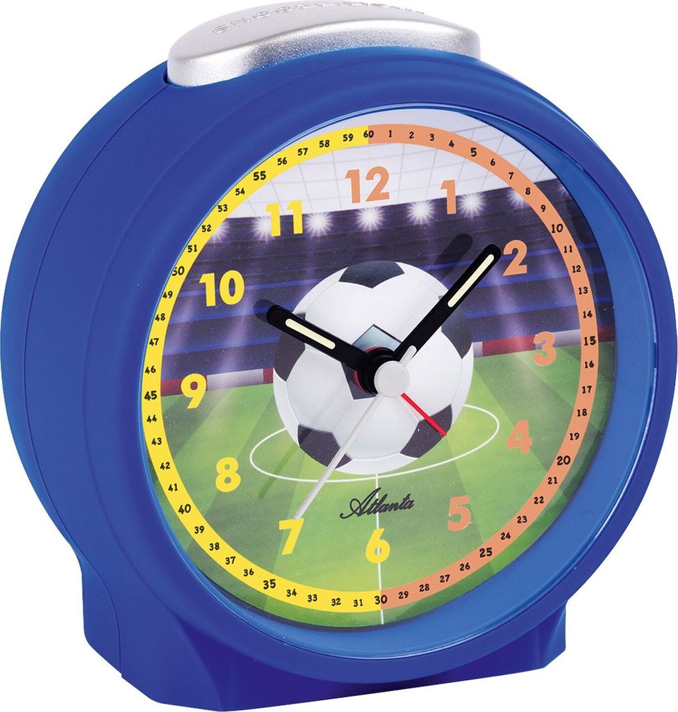 Atlanta Quarzwecker 1981-15, Blau, Fußball-Motiv, Produktbild 
