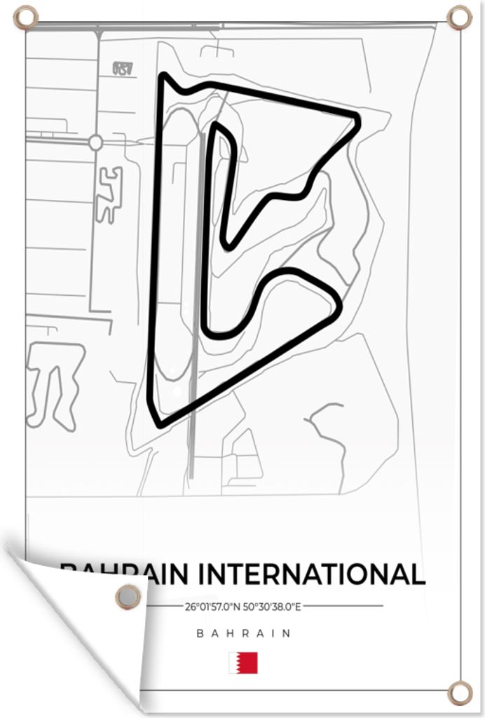 MuchoWow 60x90 cm Outdoor-Poster Gartendeko Sichtschutz Garten Poster für den Garten Formel 1 - Rennstrecke - Bahrain International Circuit - B...