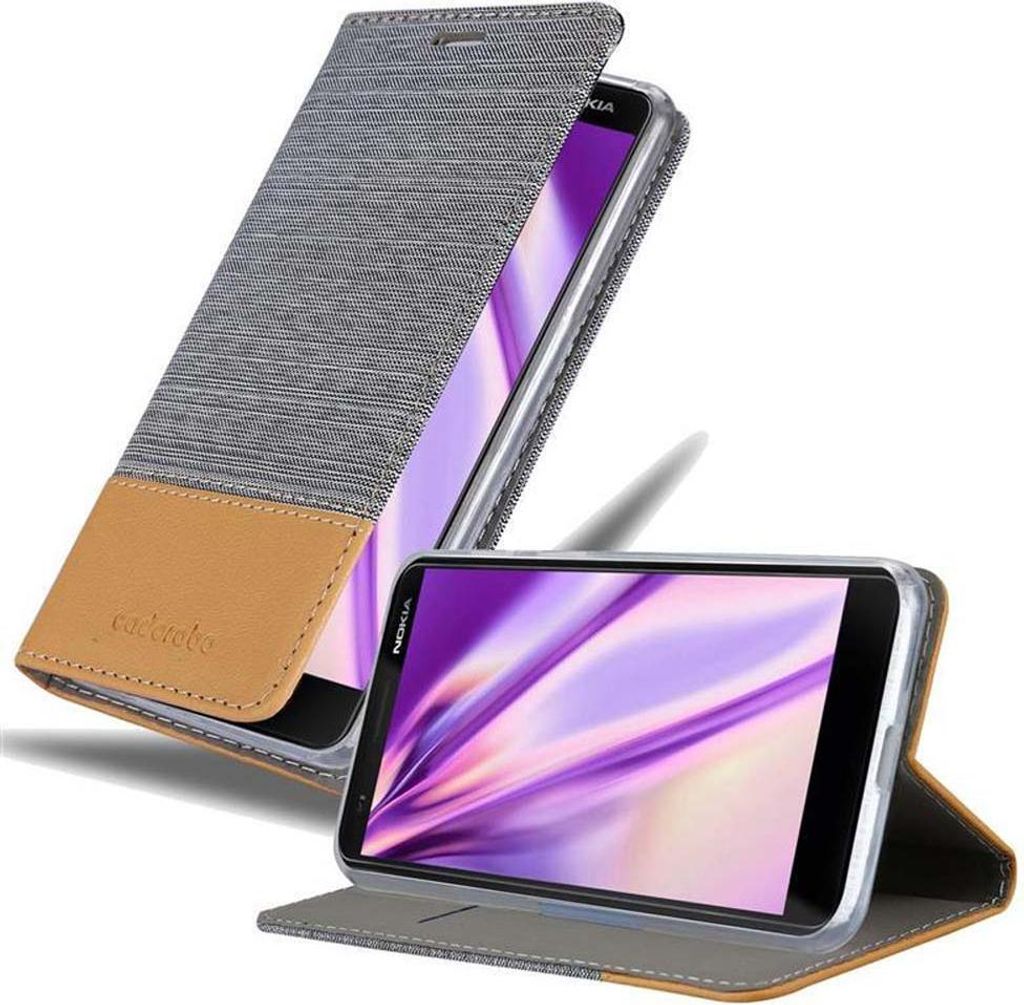Cadorabo Hülle für Nokia 3.1 Schutzhülle in Grau Handy Hülle Etui Book Case Cover
