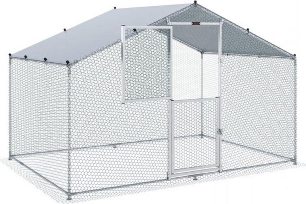 Hühnerstall De– Hühnergehege – Außen – 2x3x2m – Außengehege mit Sonnenschutzdach