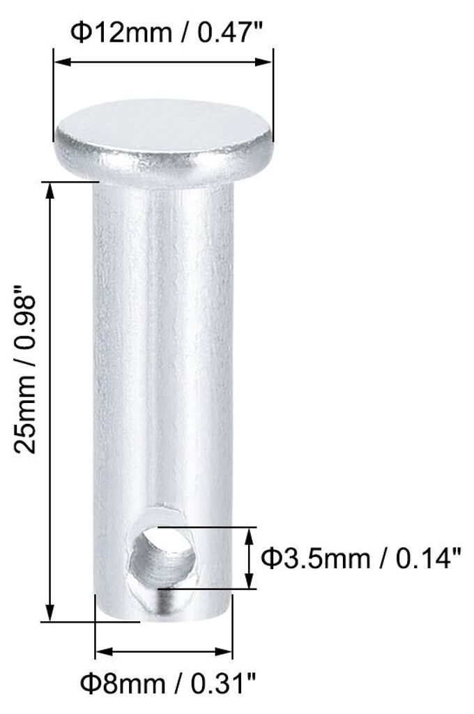 20 Stš¹ck Steckbolzen Einloch Flachkopf Gabelkopfstifte Gabelbolzen, 8mm X 25mm Splintstift Verzinkung Massiver Stahl Lochbolzen
