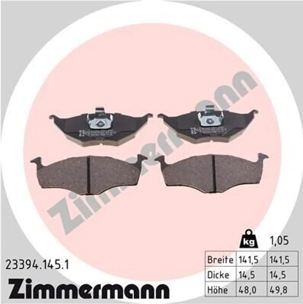 Zimmermann 23394.145.1 Plaquettes de Frein Haute Durée pour Lupo