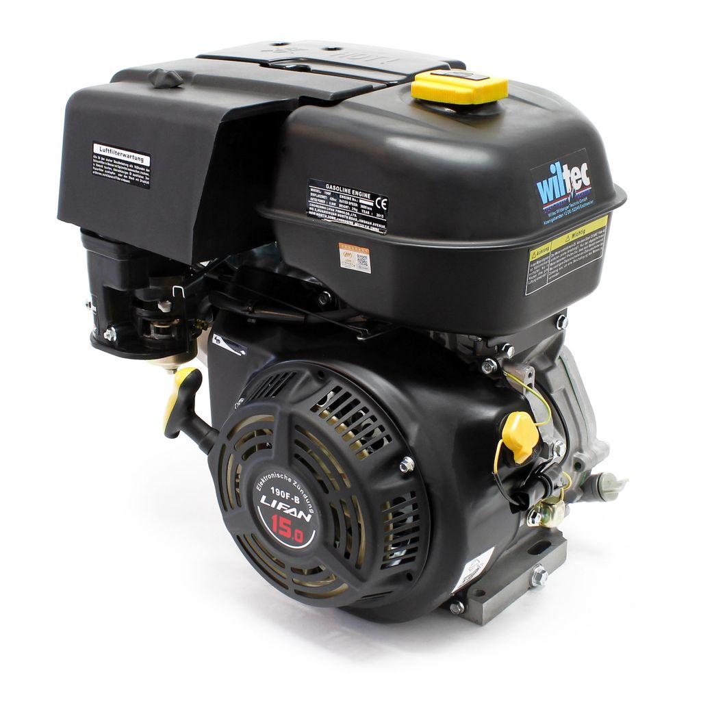 LIFAN 190 Handstart Benzinmotor mit 15 PS (10 kW) Einzylinder für Kleinmaschinen & Karts, luftgekühlter 4-Takt Motor mit 25 mm Kurbelwelle und OH...