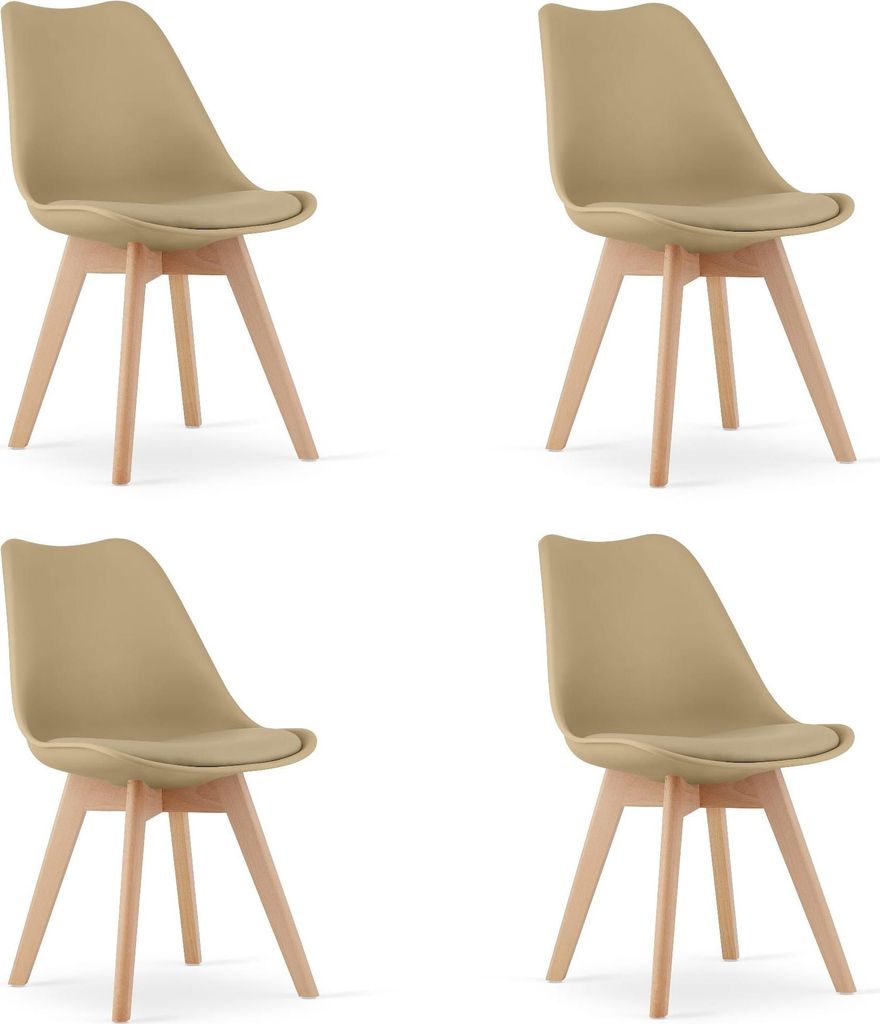 Sedia MARK - beige scuro / gambe naturali x 4 Immagine del prodotto 