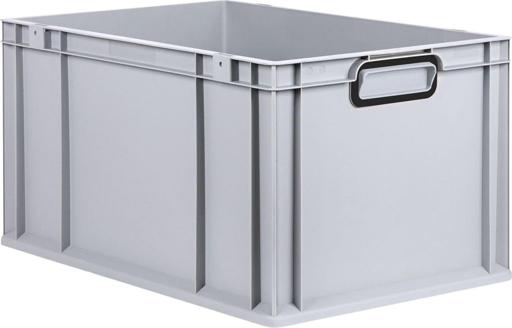 Eurobox NextGen Color | HxBxT 32x40x60cm | 65 Liter | Griffe schwarz geschlossen | Verstärkter Boden | Grau | Eurobehälter, Transportbox, Transpo...