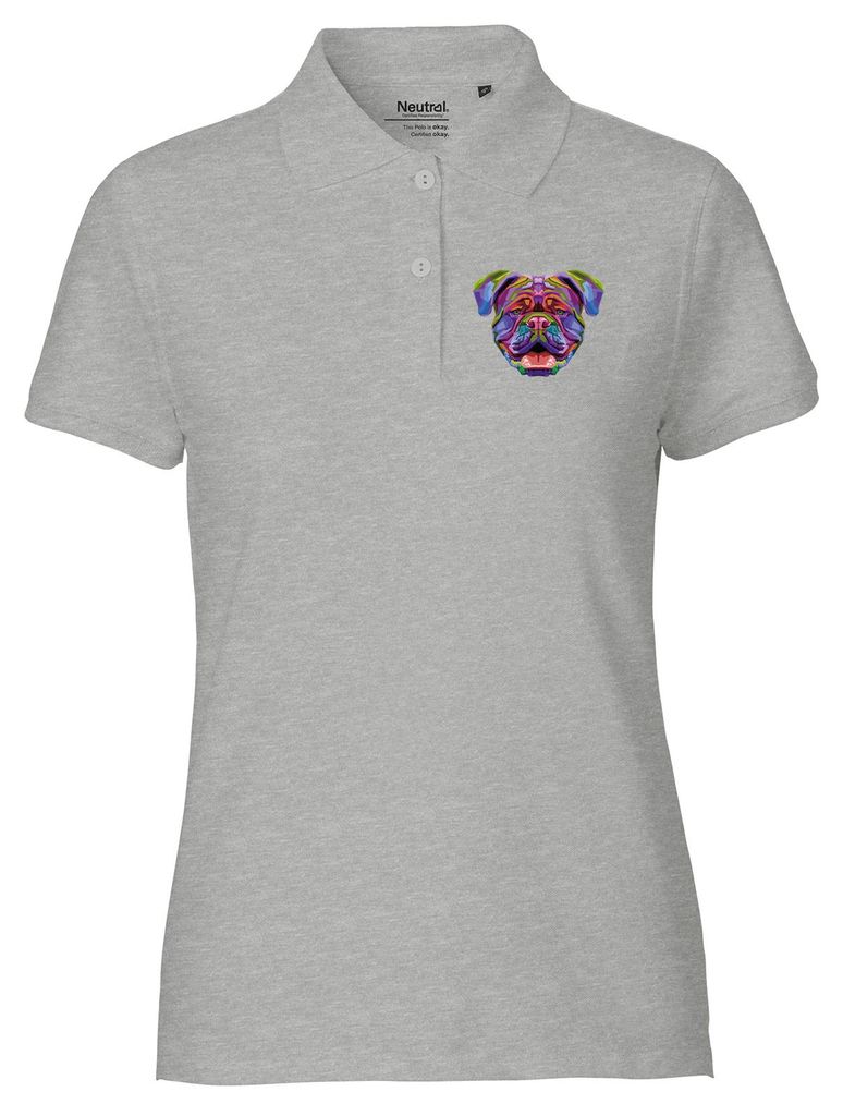 Huuraa Damen Polo Shirt British Bulldog Colorful S Sport Grey Bio Baumwolle Fairtrade Poloshirt Geschenkidee