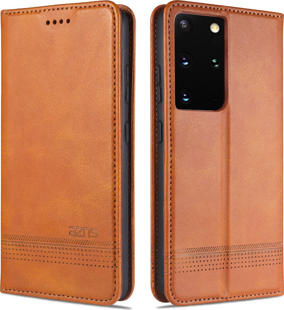 LaimTop LederHülle für Samsung S21 Ultra 5G, Klapphüllen Brieftasche Magnetverschluss Ständer Schutzhülle für Samsung Galaxy S21 Ultra 5G Braun