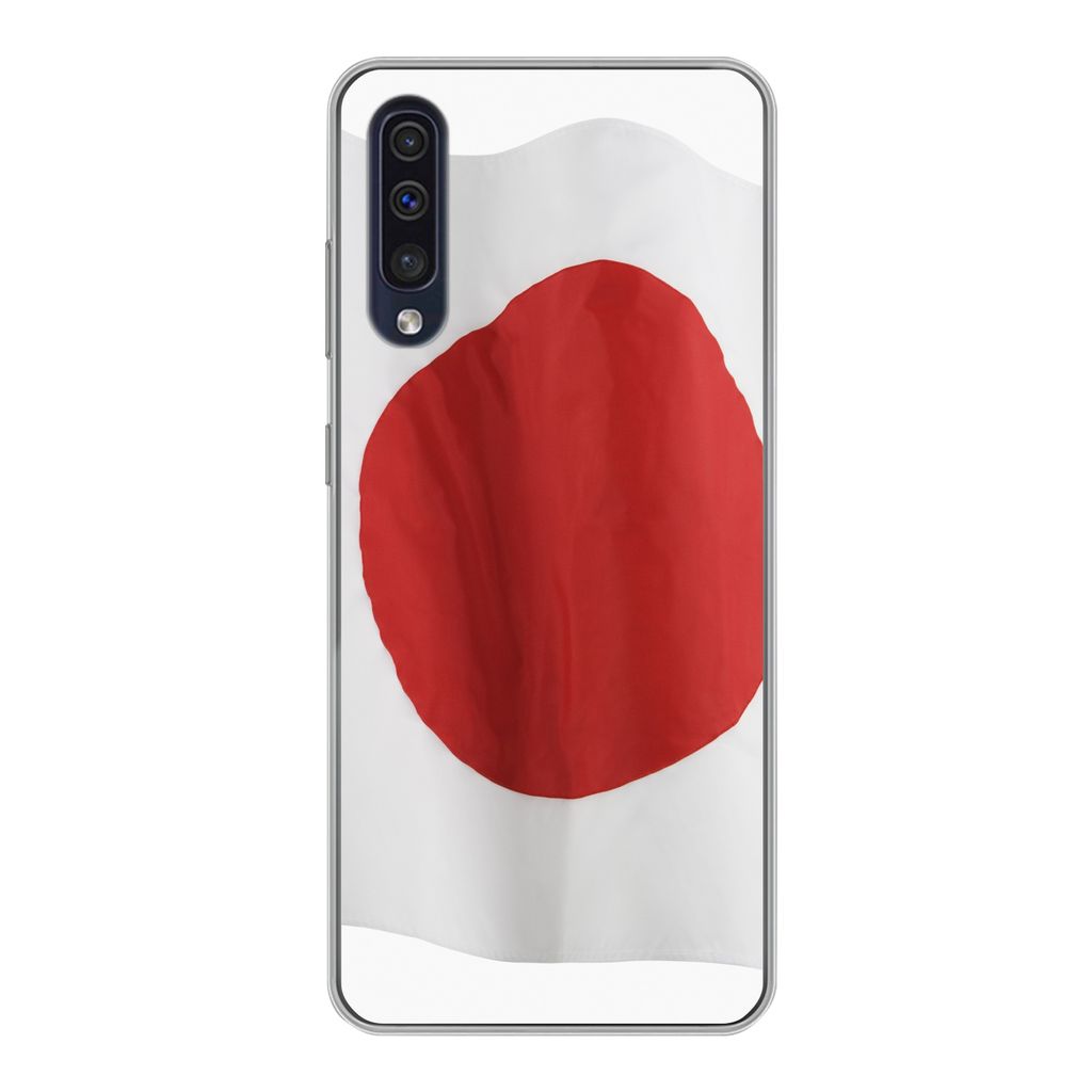 MuchoWow Handyhülle Schutzhülle Hülle für Samsung Galaxy A30s Die Flagge von Japan auf weißem Hintergrund Silikon Softcase Handy Hülle - Ka...