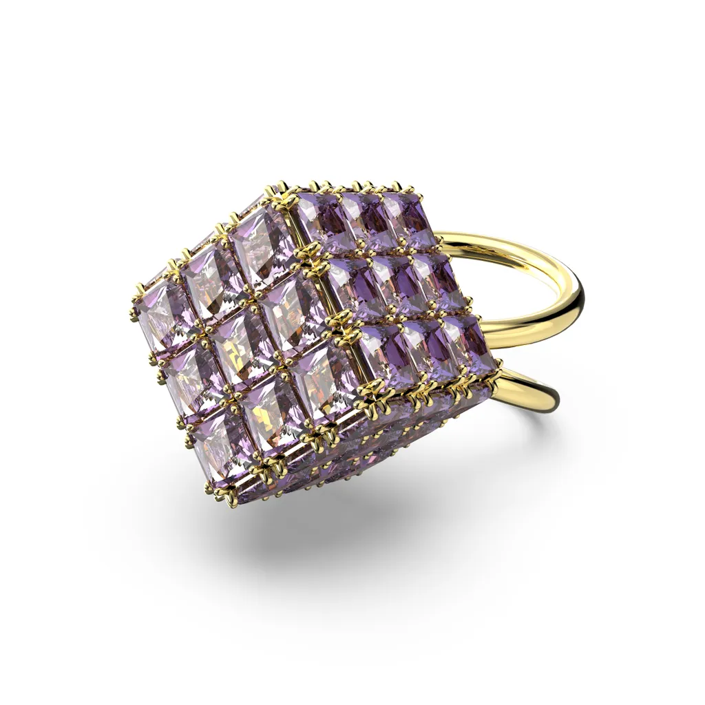 Anello Swarovski Curiosa Viola 5629238 - Cocktail Ring Gold Plated 55