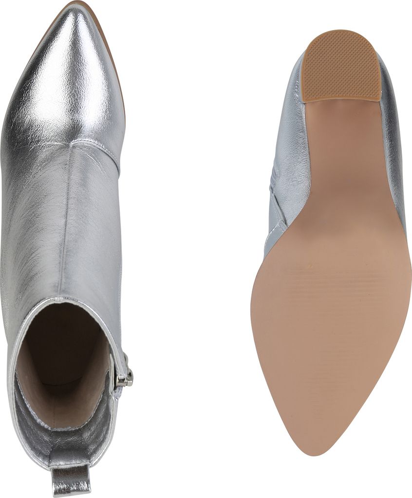 VAN HILL Damen Stiefeletten Mit Blockabsatz - Elegante Spitze Mit Reißverschluss