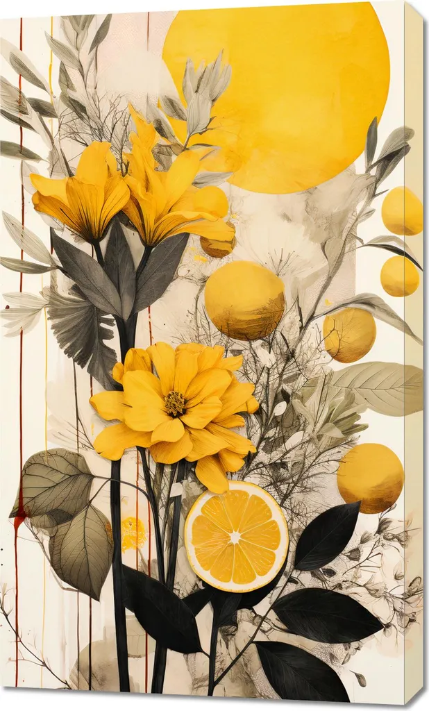 Tableau 60x100 cm Citrus Delight - Pour Réveiller un Mur Blanc Terne
