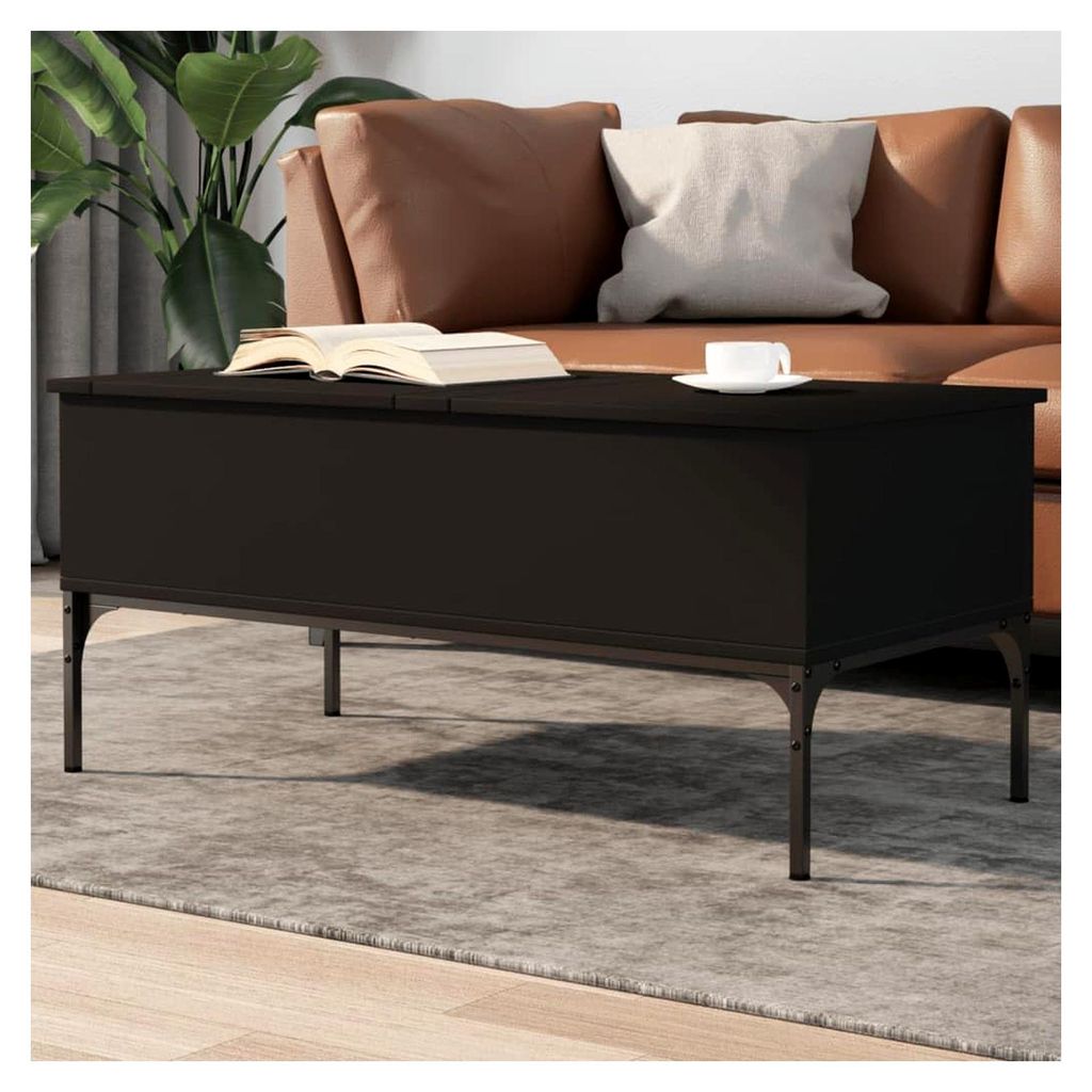 Couchtisch Schwarz 100x50x45cm Holzwerkstoff und Metall