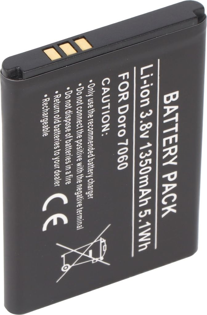 Akku passend für Doro 7060, DBS-1350A Li-ion, 3,8V, 1350mAh, 5,1Wh, ca. 53 x 38,5 x 5,6mm
