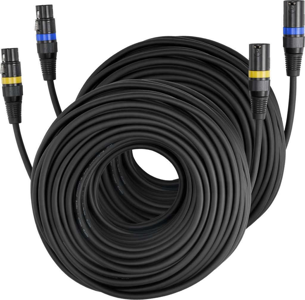 VEVOR XLR-Kabel 30,48 m, 2er-Pack, symmetrische DMX-Mikrofonkabel (Stecker auf Buchse), vergoldete 3-polige XLR-Mikrofon-Lautsprecherkabel, für B...