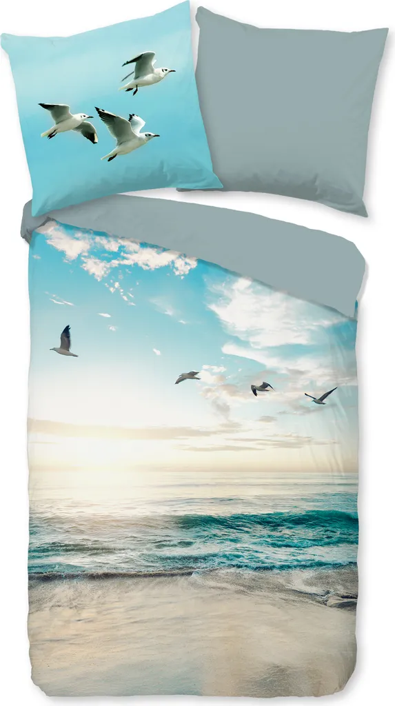 Copripiumino Good Morning Brisa 155x220 - Blu Mare in Puro Cotone