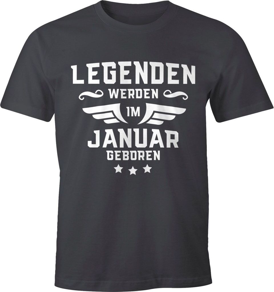 Legenden werden im Monat geboren Herren T-Shirt Geburtstag Birthday Legends are born Moonworks Januar dunkelgrau S