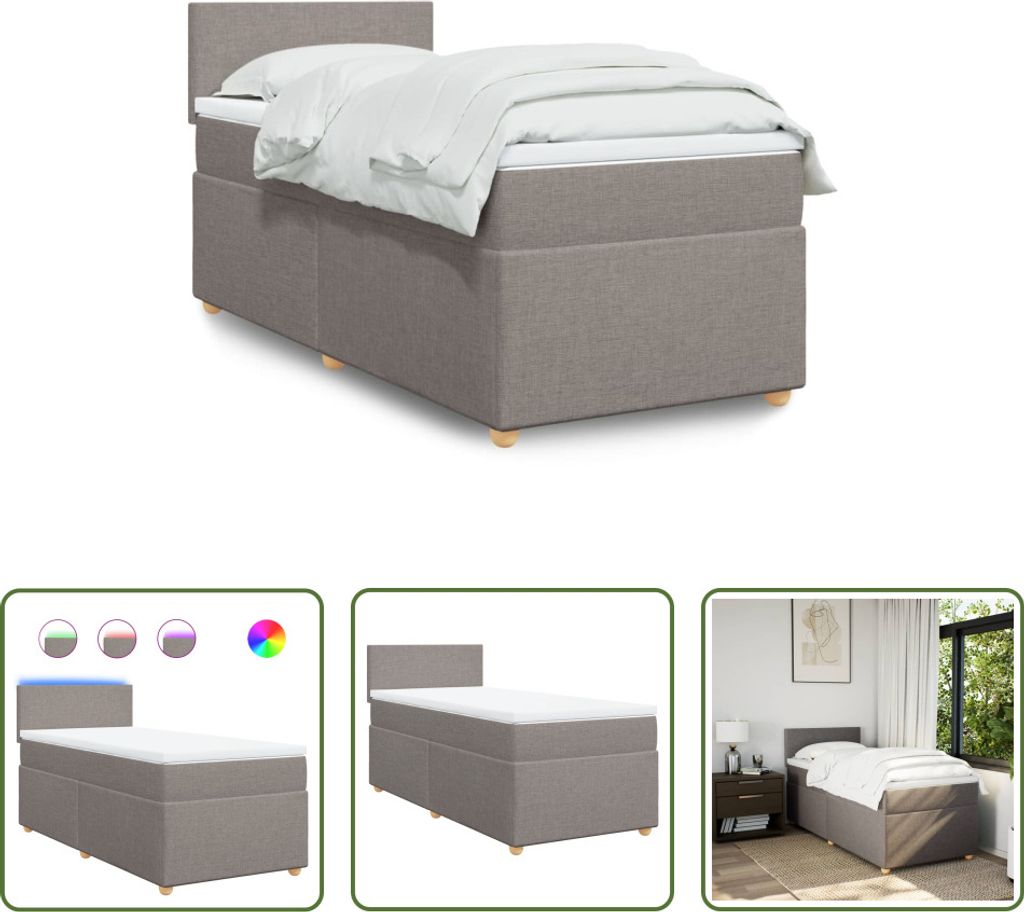The Living Store Boxspringbett mit Matratze Taupe 100x200 Produktbild 