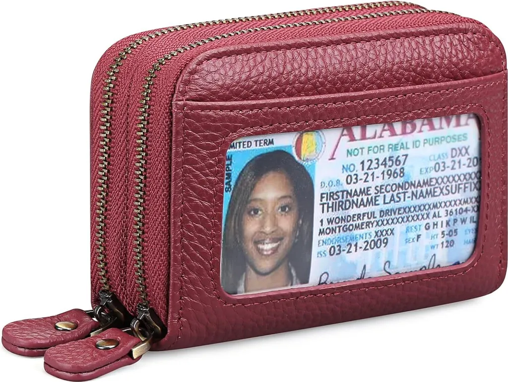 Portafoglio Donna Piccolo Vera Pelle con Protezione RFID e Cerniera