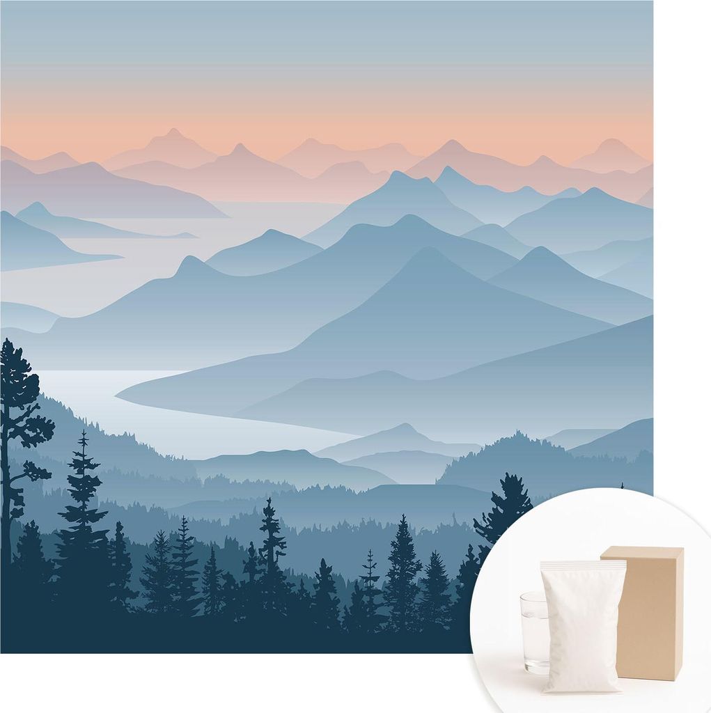 Fototapete - Wandbilder für Wohnzimmer - 250x250 cm - Dekorative Wandfolie - Modernes Design für Wanddekoration - Tapeten für Innenräume - Berg...