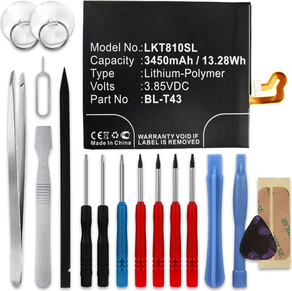 CELLONIC 1x Akku für Mobilfunk Kompatibel mit LG G8s ThinQ, BL-T43 - (3450mAh, 3.85V) + Werkzeug-Set