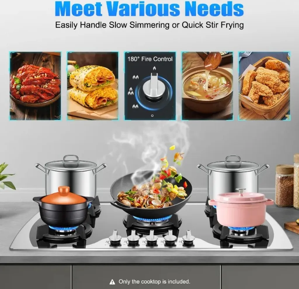 Table de cuisson gaz 5 feux encastrable avec surface verre trempé robuste - 3