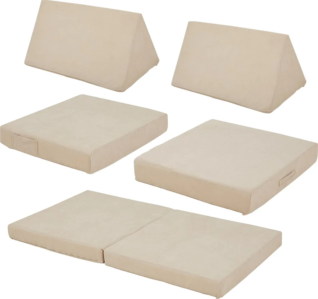 Divanetto Gioco Norhulta 5 Pezzi Schiuma Cord Beige - Design Montessori - 3