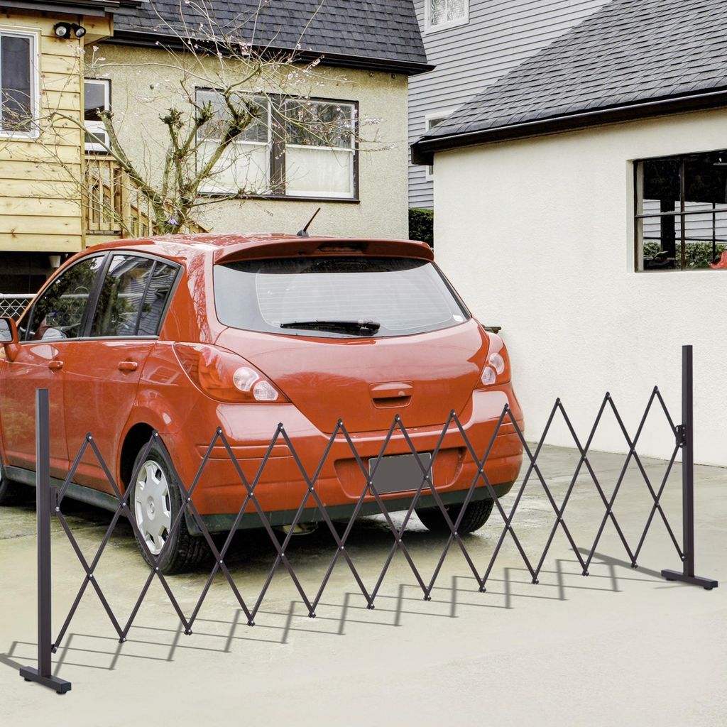 Scherengitter ausziehbar 35–300 cm, Absperrgitter Aluminium Eisen, Scherensperre Rankgitter, Dunkelbraun | 103,5 cm Höhe | 5,8 kg | 4 Standfüße