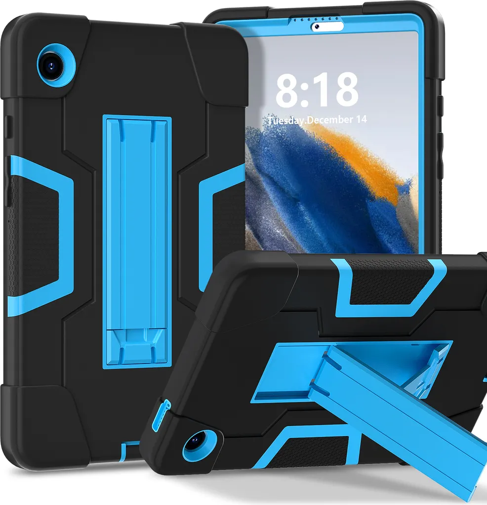 Custodia per Samsung Galaxy Tab A9 2023 8.7" SM-X110/X115/X117, Custodia protettiva robusta ibrida a tre strati con supporto nero blu