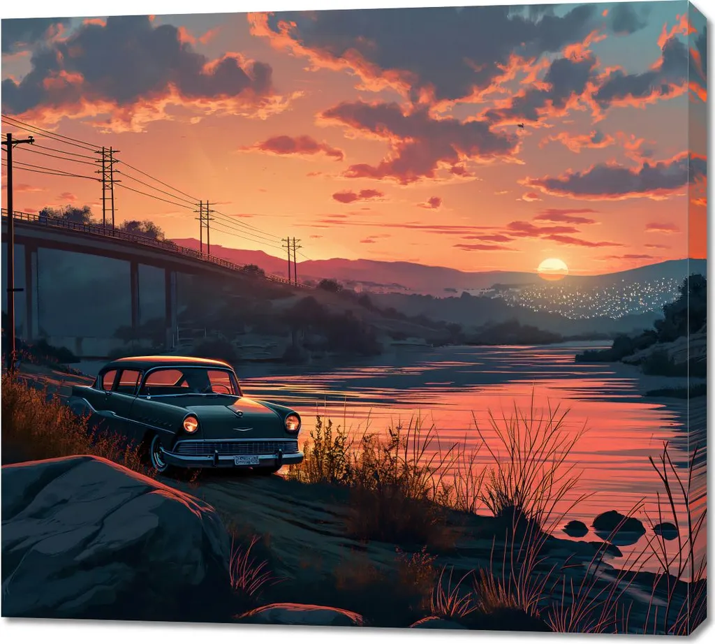 Quadro da Parete 100x90 Tramonto Stile Classico | Alta Risoluzione