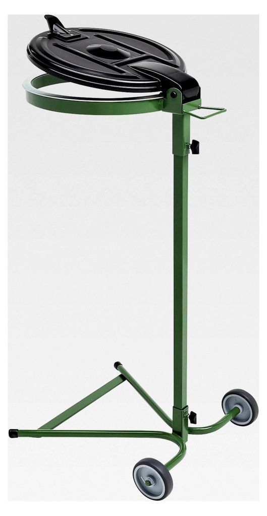Müllsackständer | Volumen 120 l | 2-Rad-Fahrgestell | grün | Kunststoffdeckel