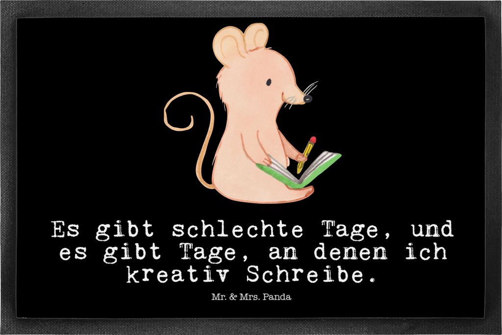 Mr. & Mrs. Panda fußmatte Maus Kreatives Schreiben 50 x 75 cm - Schwarz - Geschenk, Schmutzmatte, Creative Writing, Türmatte, Literatur, Bodenvor...