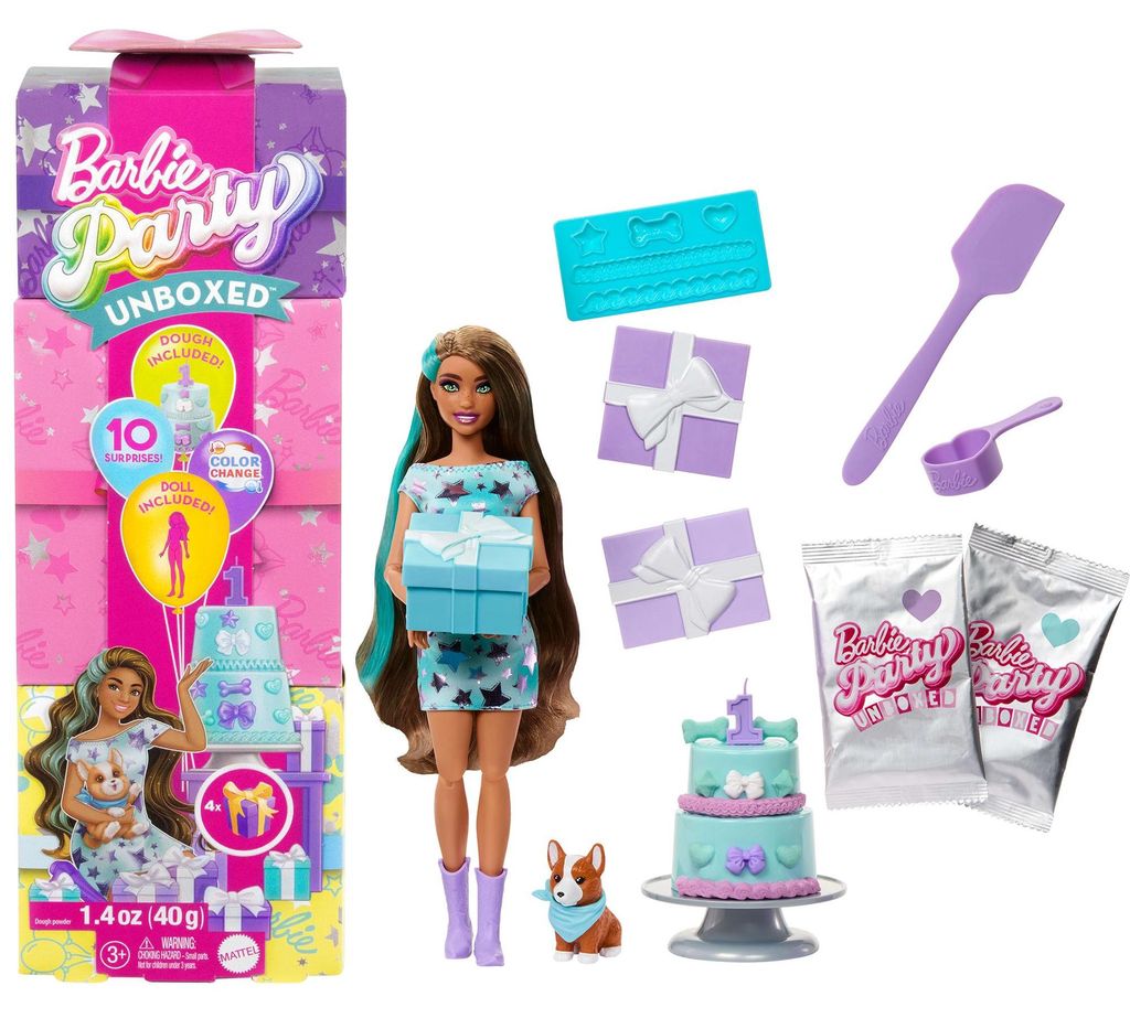 Barbie Barbie Party Unboxed Haustier Geburtstag Serie - blaues Kleid