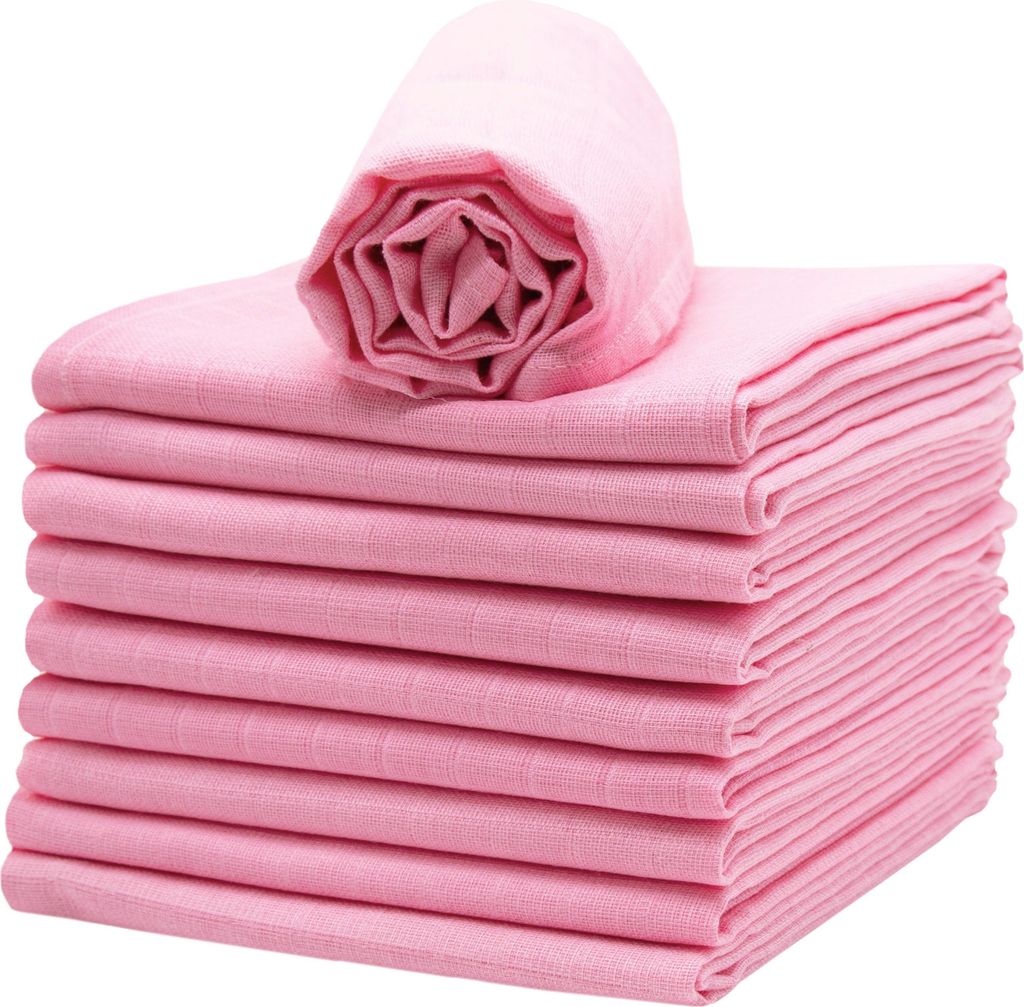 10er Set Spucktücher, Baumwolle, 70x70 cm, rosa Produktbild 