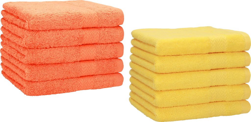 Betz 10 Stück Gästetücher 30x50 cm PREMIUM 100% Baumwolle Set Farbe: orange und gelb