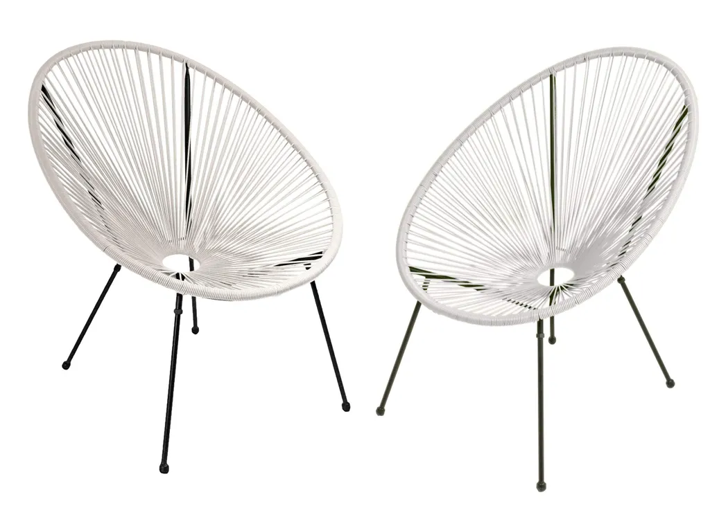 Garden Pleasure 304779 Lot de 2 Chaises de Jardin Dalida Blanches