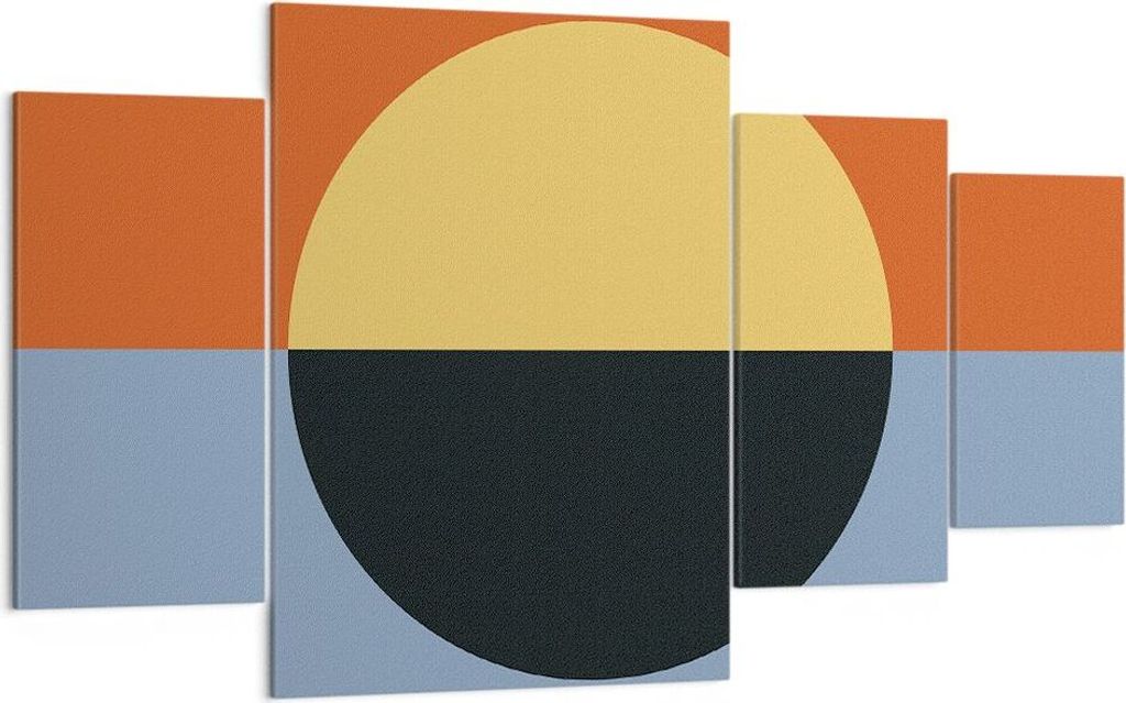 Bild auf Leinwand - Leinwandbild - 4 Teile - Abstraktion Halbkreis Kontrast - 160x90cm - Wand Bild - Wanddeko - Wandbilder - Leinwanddruck - Bilder...