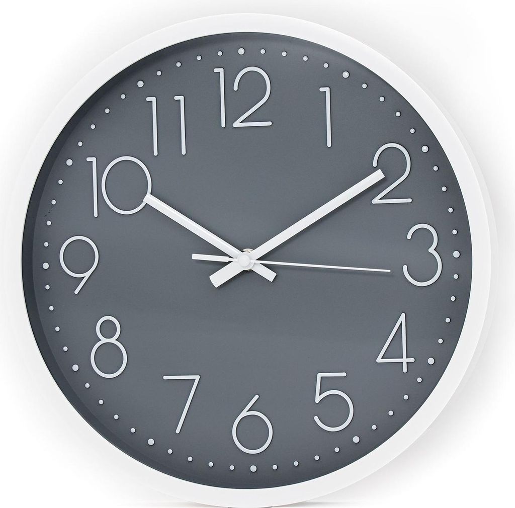 Intirilife Wanduhr in Weiß - Grau mit 30,5 cm Durchmesser - Praktische Zeitanzeige Chronometer stilvoll für jedes Zimmer