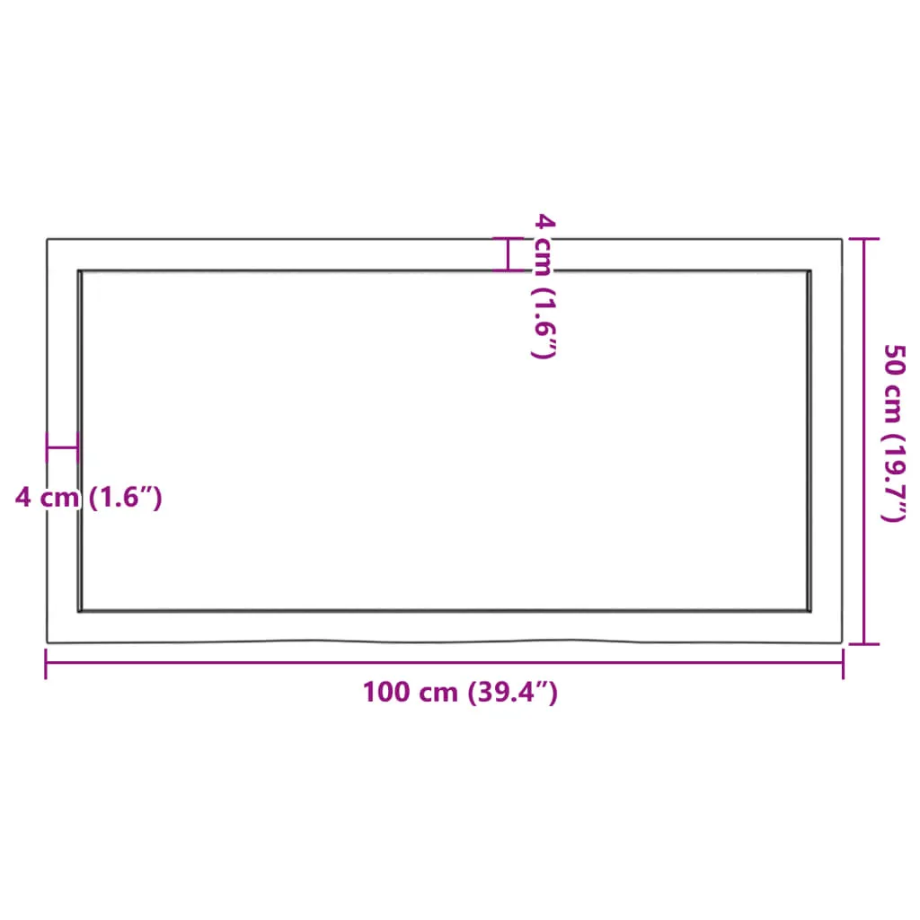 Piano del tavolo marrone scuro 100x50x(2-4)cm in rovere massiccio - 9