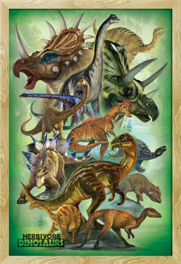 Set Poster Dinosauri Erbivori + Cornice MDF Shinsuke Faggio 61x91,5