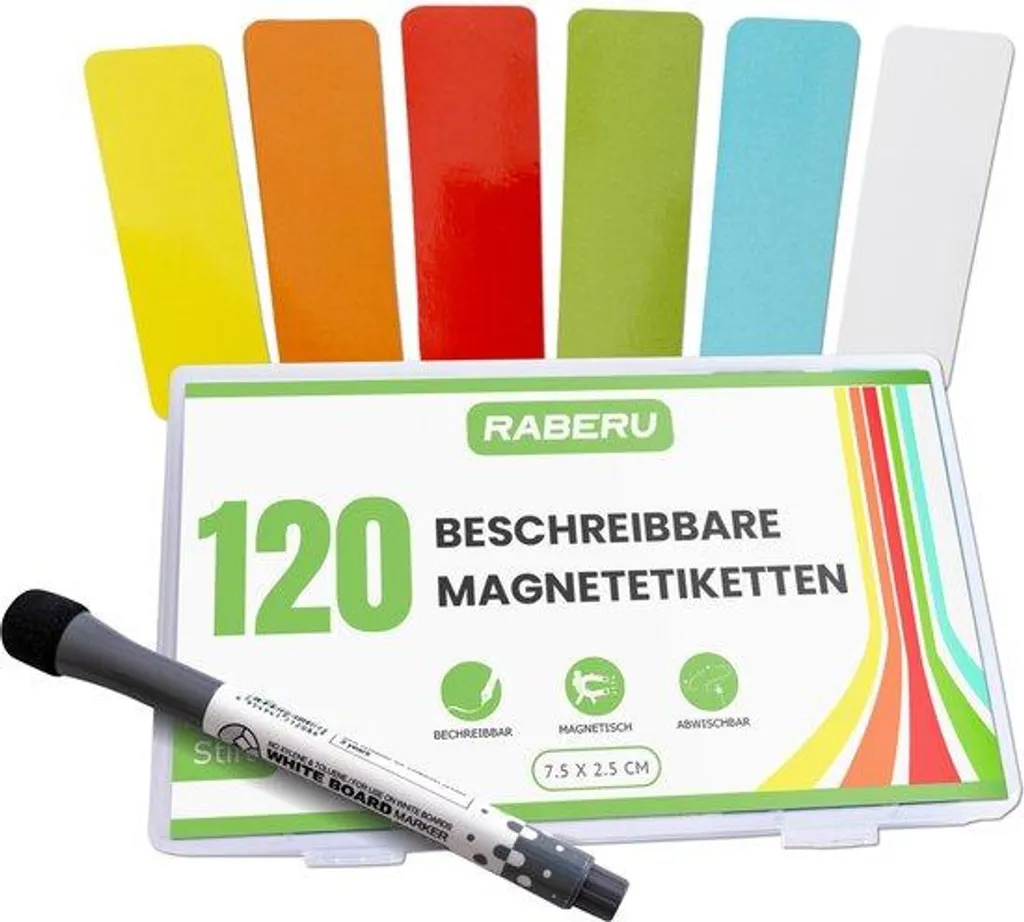 Bandes magnétiques pour planning et inventaire 75 x 25 mm multicolores
