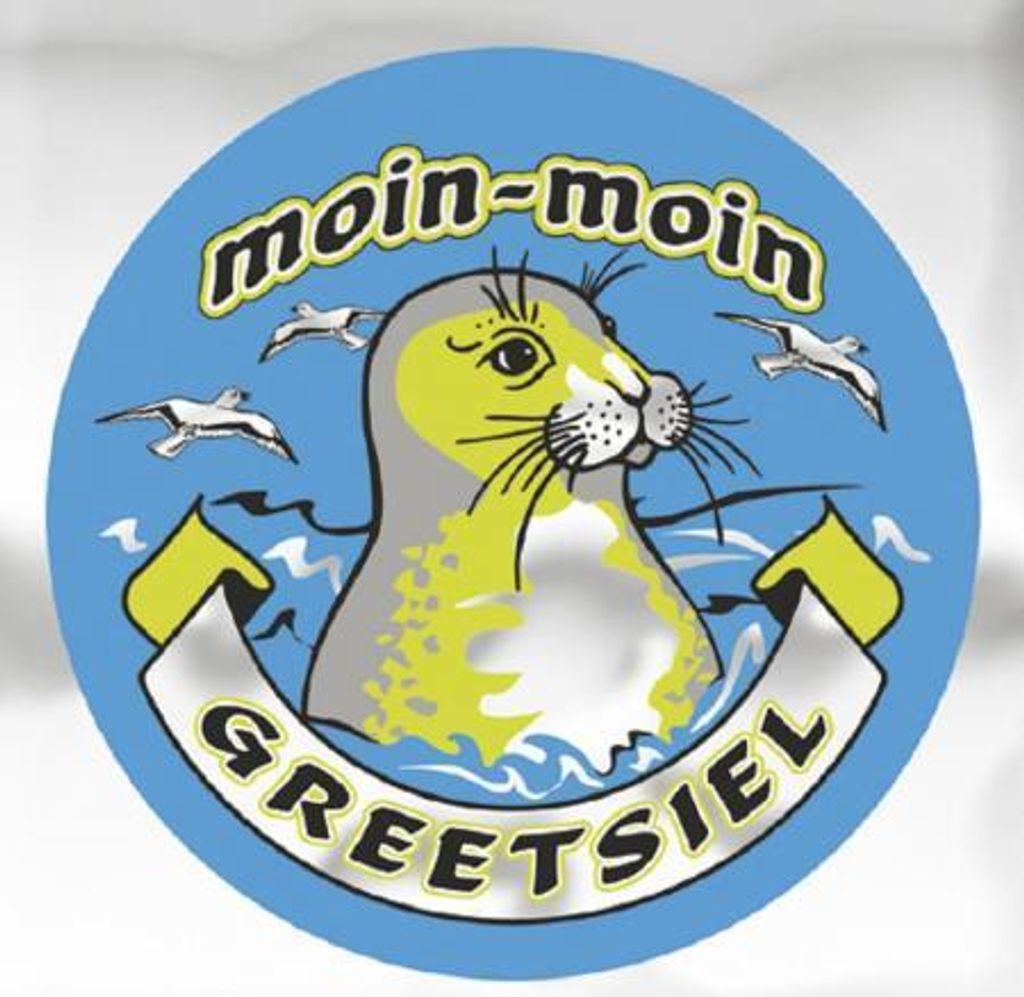 (301493) Auto-Aufkleber rund mit Spiegelfolie - moin-moin GREETSIEL - Gr. ca. 7.5cm