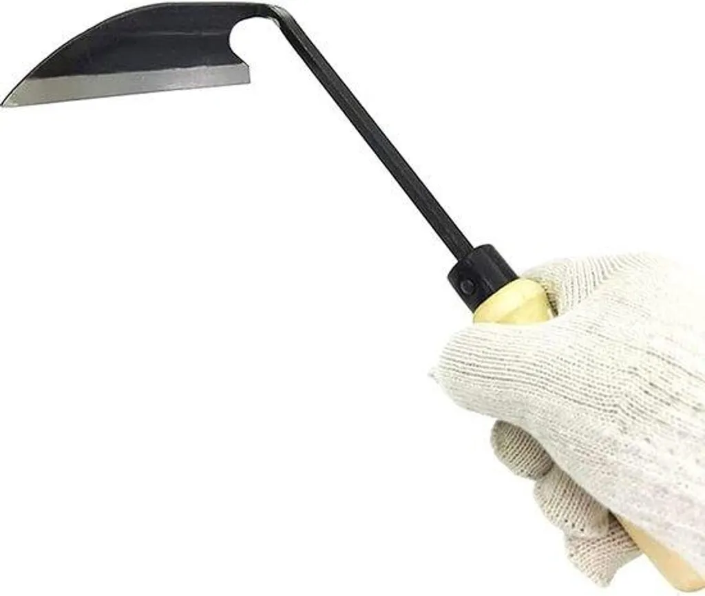Houe-faucille petite de 30 cm en acier forgé pour désherbage précis