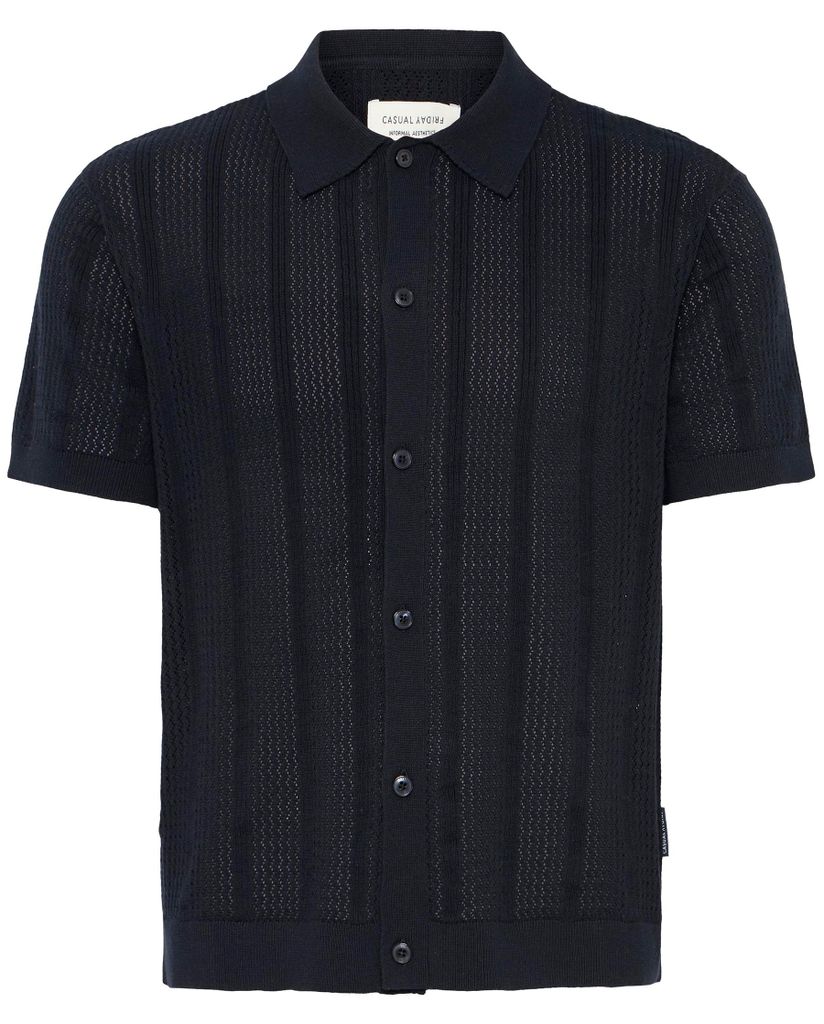 CASUAL FRIDAY Kurzarm Poloshirt Knopfverschluss Einfarbig Polokragen Größe:
