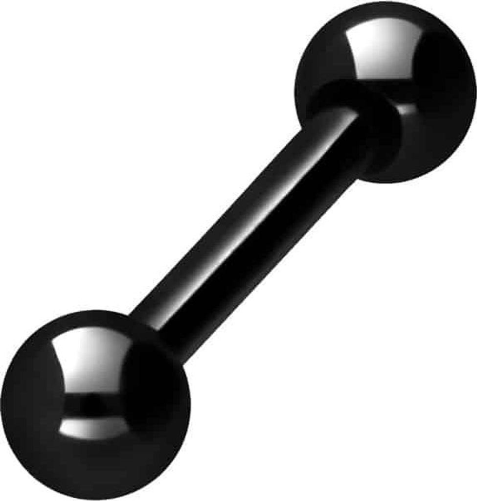Zungenpiercing, Intim-Piercing Titan Barbell mit Innengewinde Schwarz Stablänge: 8mm | Stabstärke: 1,2mm