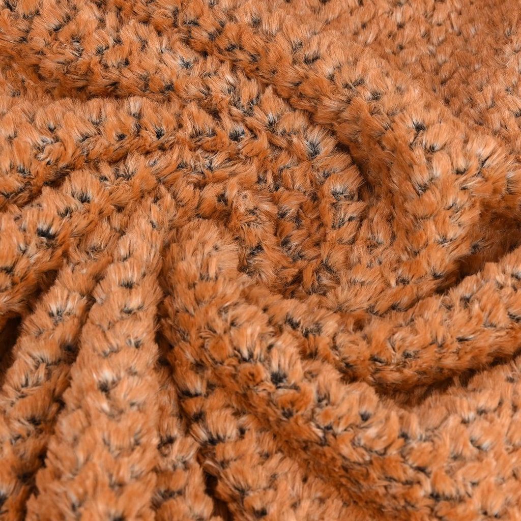 Fellimitat Stoff Meterware Kunstfell Zacken camel schwarz Produktbild 