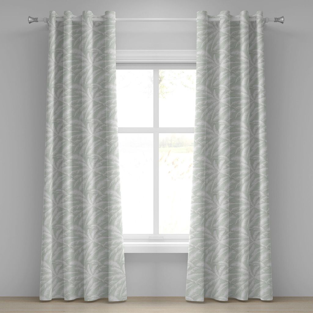 ABAKUHAUS Abstrakt Ösenvorhang, Skizzenhafte Palmblätter-Dschungel-Laub-tropische Exotische Niederlassung Eco Artsy Design, Dekorative 2-Panel-Fe...